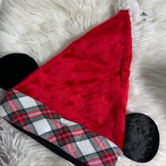 Disney Mickey plaid Christmas hat with ears - Picture 1 of 3